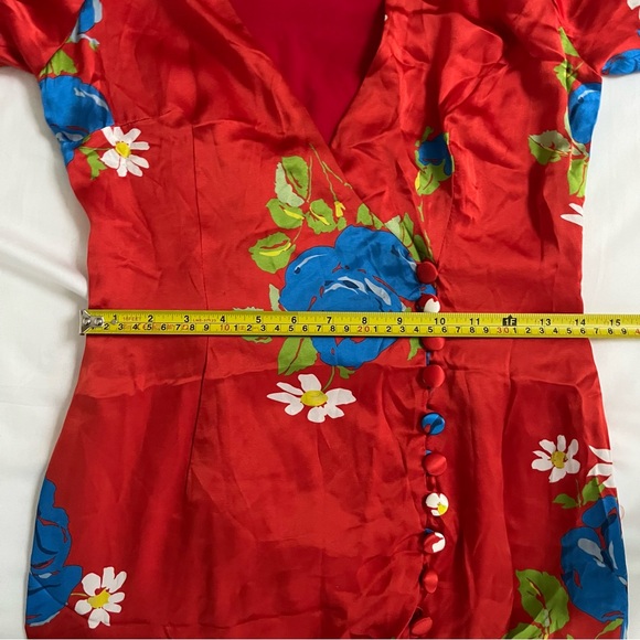 NWOT De La Vali Ohio Satin Floral Print Maxi Dress 4 - Picture 14 of 16